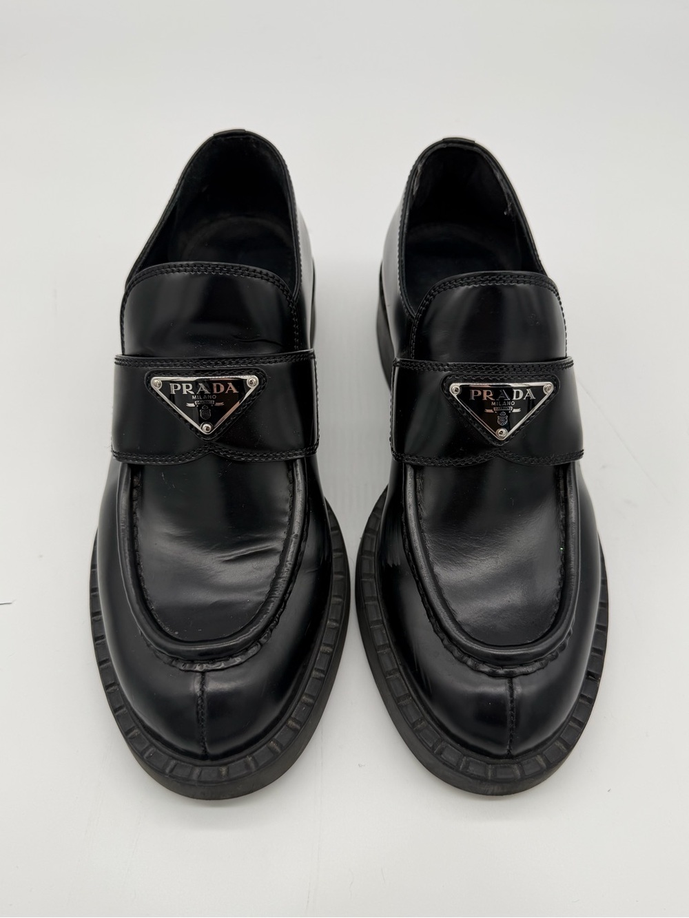 PRADA “Chocolate” Brushed Leather Loafers - Sz 38.5
